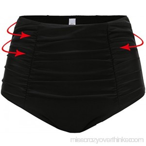 ANTSANG Womens High Waisted Bikini Bottom Shorts Ruched Tankini Shirred Swim Brief Tummy Control Black XXXL B07CV5DT7M